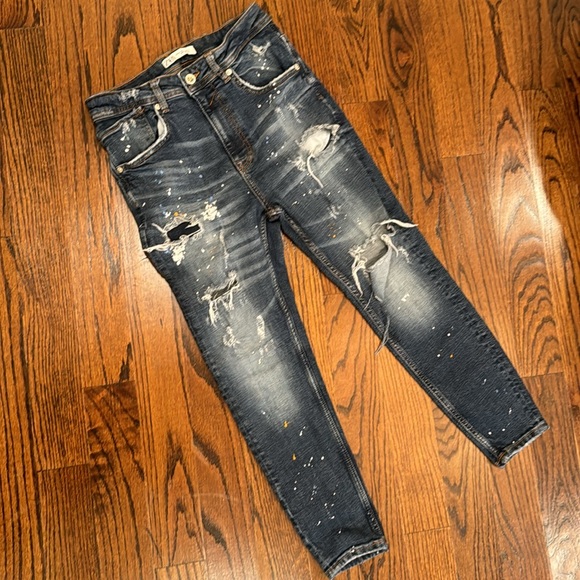 ZARA MENS SKINNY JEANS WITH PAINT SPLATTER SIZE 31 - Picture 3 of 14